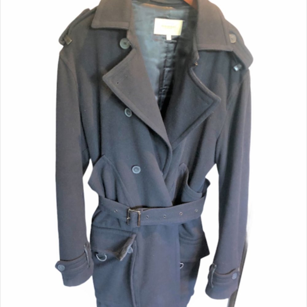 Great Wool Trenchcoat with Leather Accents